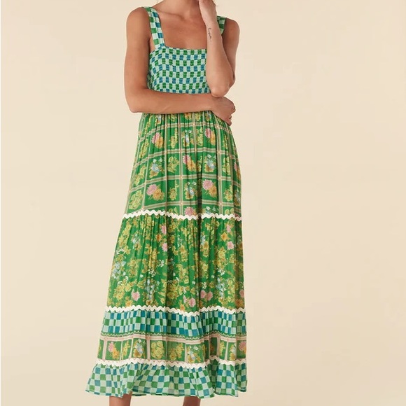 Spell Dresses & Skirts - Spell Flora Patchwork Strappy Maxi Dress in Citrus Crush